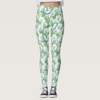 Leggings Jardin botanique d'orchidées avec papillons en ver