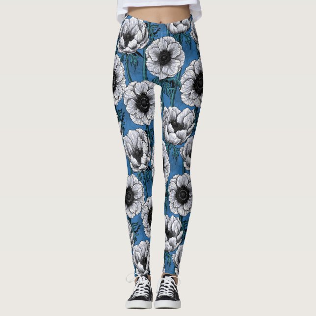 Leggings Jardin d'anémone blanc (Devant)