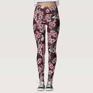 Leggings Jardin de cerisier nocturne