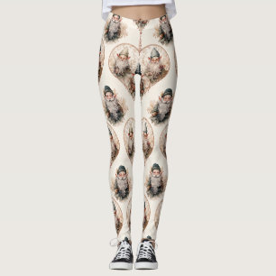 Leggings Jardin de Cottagecore Nain de Jardin Aquarelle Vin