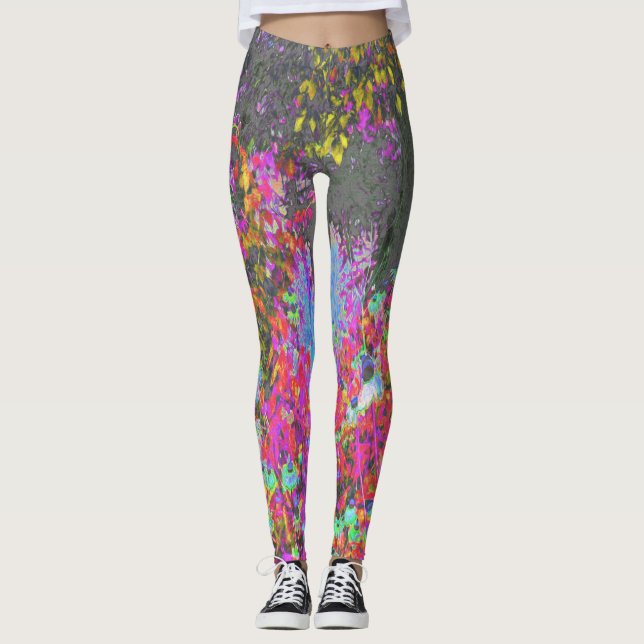 Leggings Jardin de festival tropical psychédélique lever du (Devant)