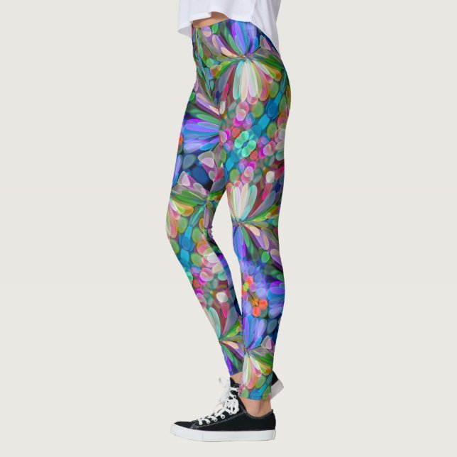 Leggings Jardin de fleurs sauvages de libellule Abstrait Fl (Gauche)