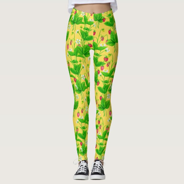 Leggings Jardin de fraise sur jaune (Devant)