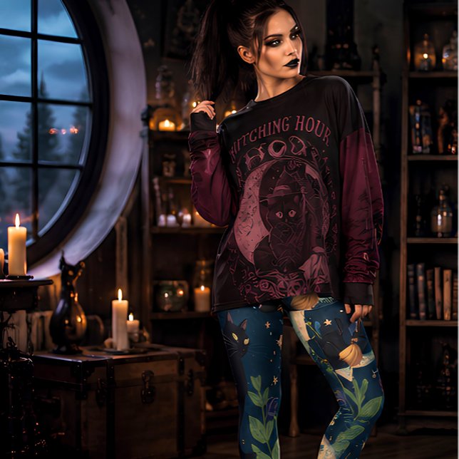 Leggings Jardin de la Lune de la Sorcière Chat Noir Céleste (Créateur téléchargé)