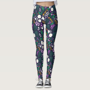 Leggings Jardin de la Lune de nuit Floral Motif botanique