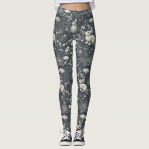Leggings Jardin de lapins motif toile de Jouy botanique noi