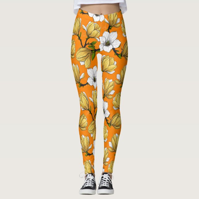 Leggings Jardin de Magnolia en jaune (Devant)