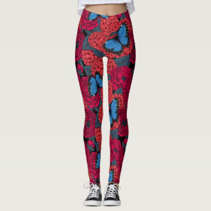 Leggings Jardin de morpho bleu