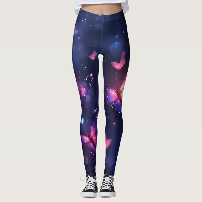 Leggings Jardin de papillons nocturnes célestes (Devant)