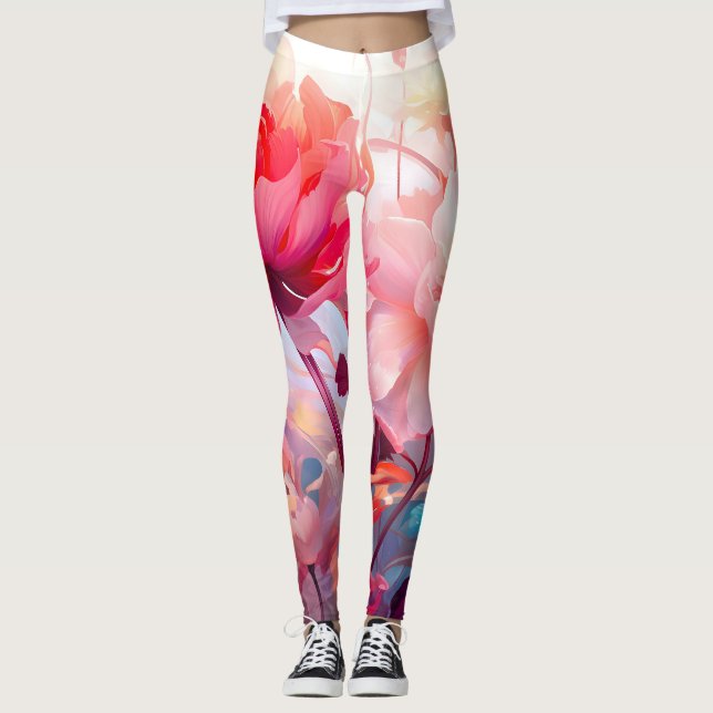 Leggings Jardin de pivoines fleuries aquarelle (Devant)