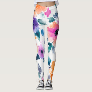 Leggings Jardin de printemps vintage floral aquarelle