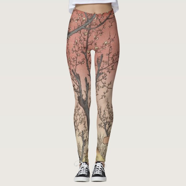 Leggings Jardin de prune fleuri d'arbre japonais (Devant)