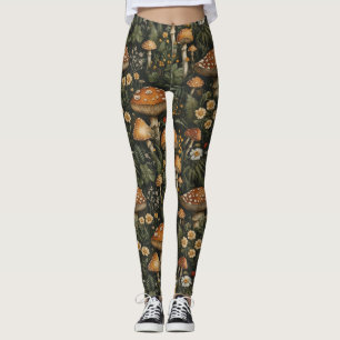 Leggings Jardin des champignons vintages Motif sans couture