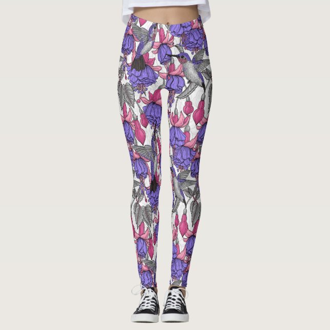 Leggings Jardin des colibris en rose et rose (Devant)