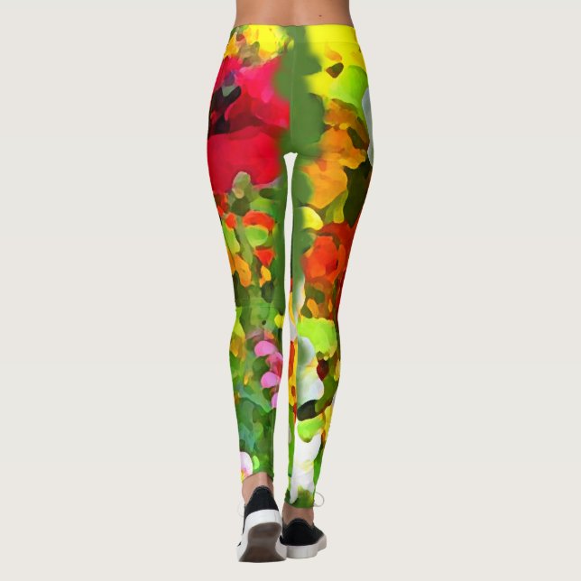 Leggings Jardin floral à fleurs Jardin Abstrait Motif Leggi (Dos)