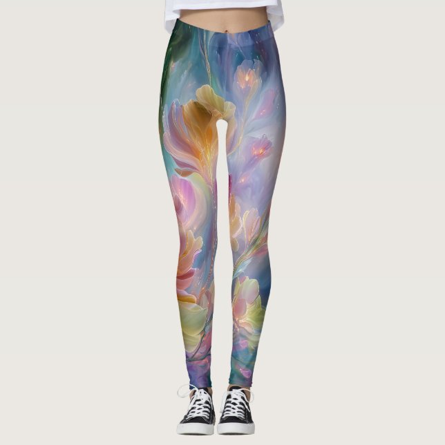 Leggings Jardin floral abstrait et rêveur (Devant)