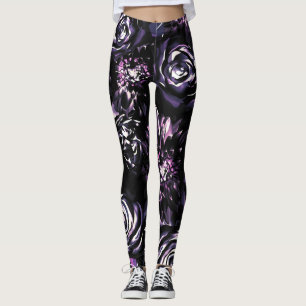 Leggings Jardin foncé Vêtement Gras Violet Fleurs de Glam