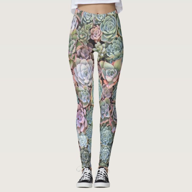Leggings Jardin Pastel Succulent Echeveria (Devant)