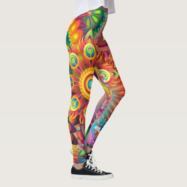 Leggings Jardin psychédélique de Bohême Retro les années 70 (Droite)