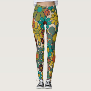 Leggings Jardin Rétro En vichy Fleurs les années 70 Motif F