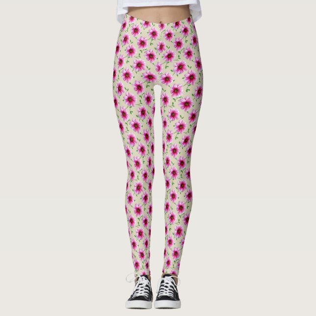 Leggings Jardin rose doux Motif (Devant)