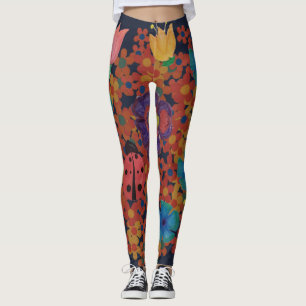 Leggings jardin rustique aquarelle fleurs motif