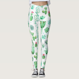Leggings Jardin Succulent : Aquarelle Arrière - plan sans c