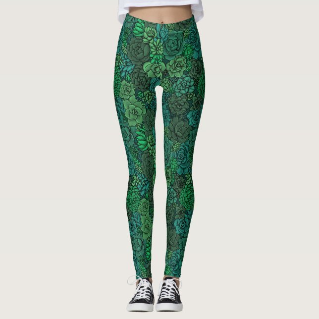 Leggings Jardin succulent en vert (Devant)