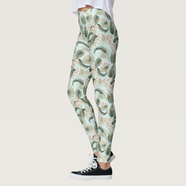 Leggings Jardin tropical Motif orchidée et palmier (Gauche)
