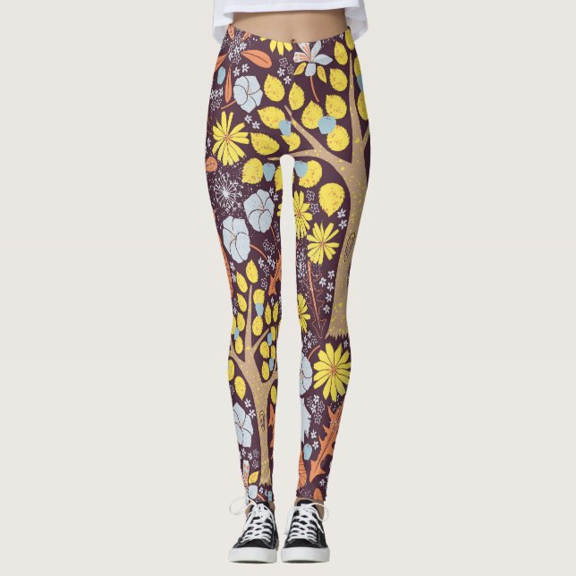 Leggings Jardins, fleuris, pommier motif (Devant)