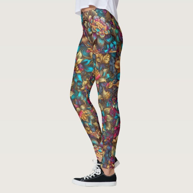 Leggings Jardins floraux métalliques vibreux - Joli (Gauche)
