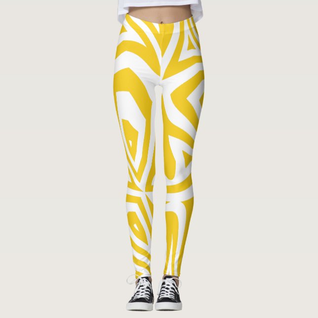 Leggings Jaune Abstraite Zèbre Imprimer Légendes femmes (Devant)