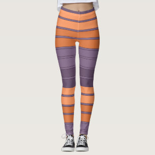 Leggings Jaune avec motif rayé lilas
