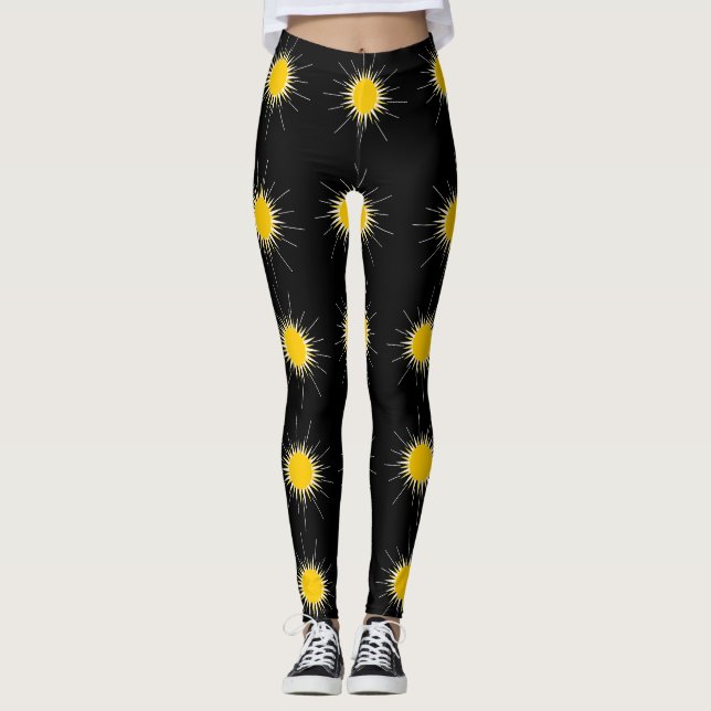 Leggings Jaune brillant soleil brillant (Devant)