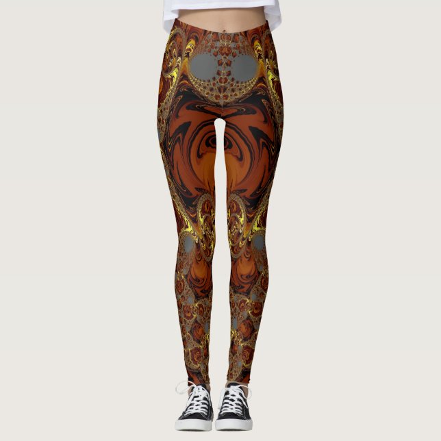 Leggings ~ Jaune, Brown et gris (Devant)
