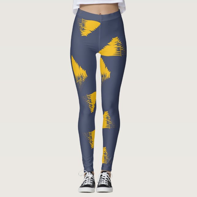 Leggings Jaune, cool, unique, triangles tendance (Devant)