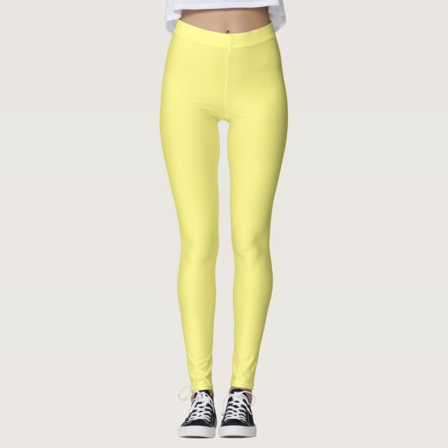 Leggings Jaune couleur solide clair moyen, (Devant)