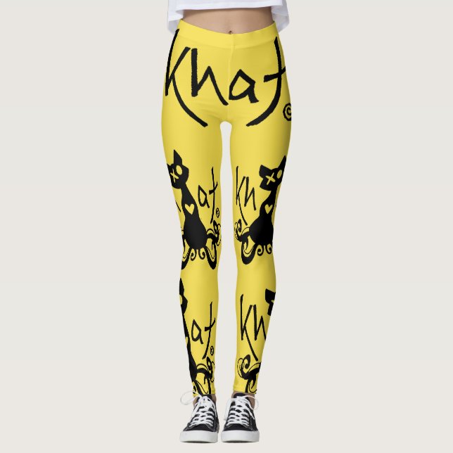 Leggings JAUNE de guêtres de logo de Khat (Devant)