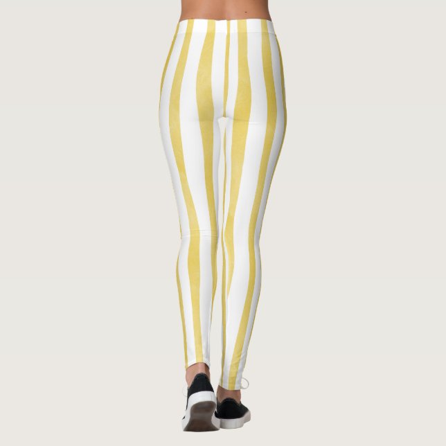 Leggings Jaune et blanc rayé (Dos)