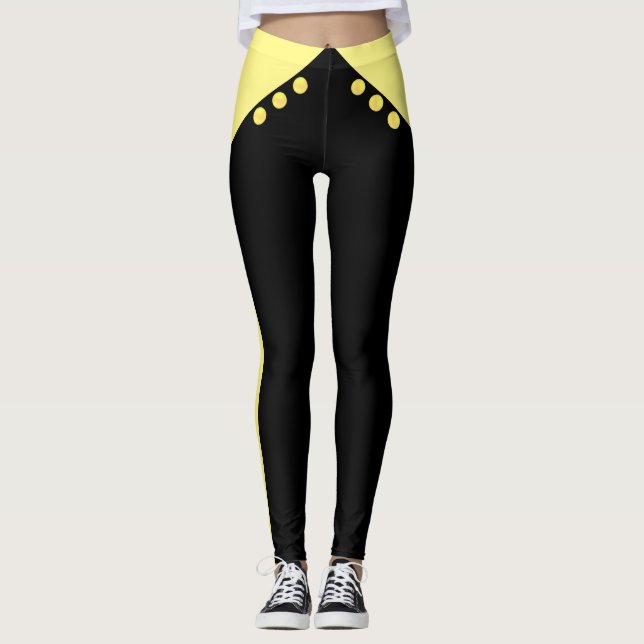 Leggings Jaune et Noir Élégant (Devant)