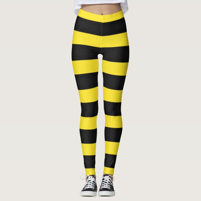 Leggings Jaune et Noir, en forme d'abeilles Légendes (Devant)