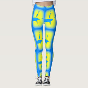 Leggings jaune héron bleu