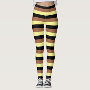 Leggings Jaune pâle, noir et Brown rayures