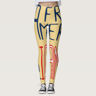 Leggings Jaune Rouge Blanc Bleu Noir Femme Africaine Améric