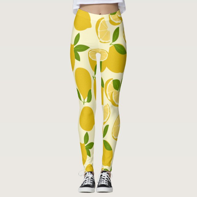 Leggings Jaune simple Motif de citron (Devant)