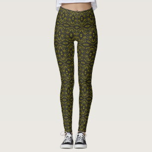 Leggings Jaune Spectroscopique Noir Art Abstrait à la Gouac
