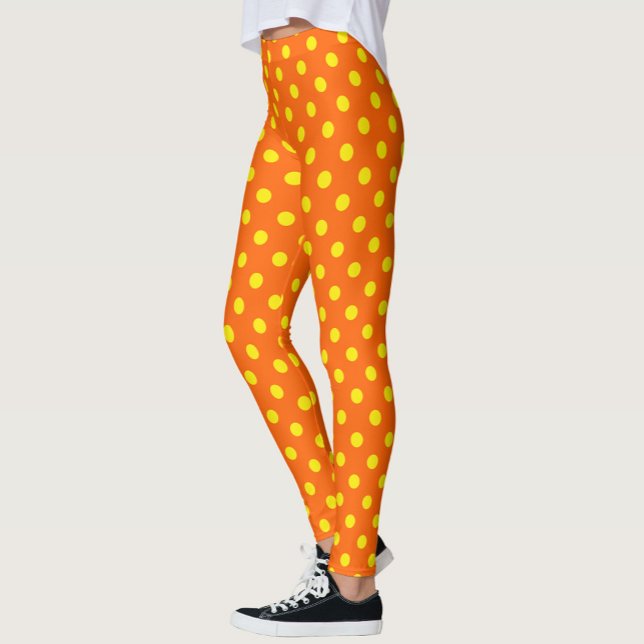 Leggings Jaune Sur Orange Pois Design Motif (Créateur téléchargé)