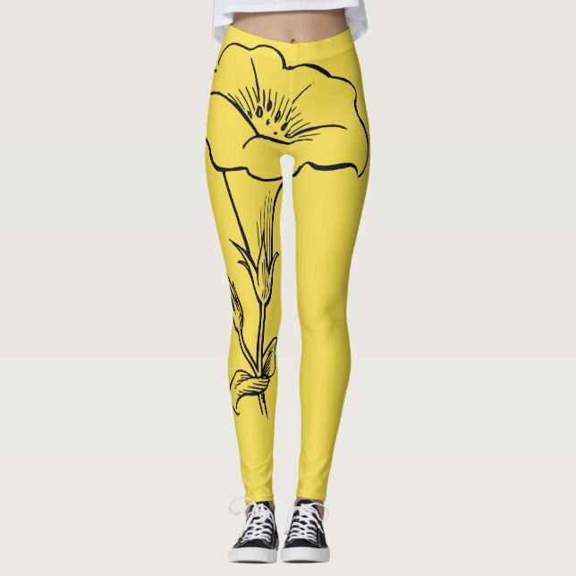 LEGGINGS JAUNES LÉGÈGES À FLEURS (Devant)
