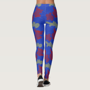 Leggings Jaunes motifs Abstraits bleu rouge Jambes
