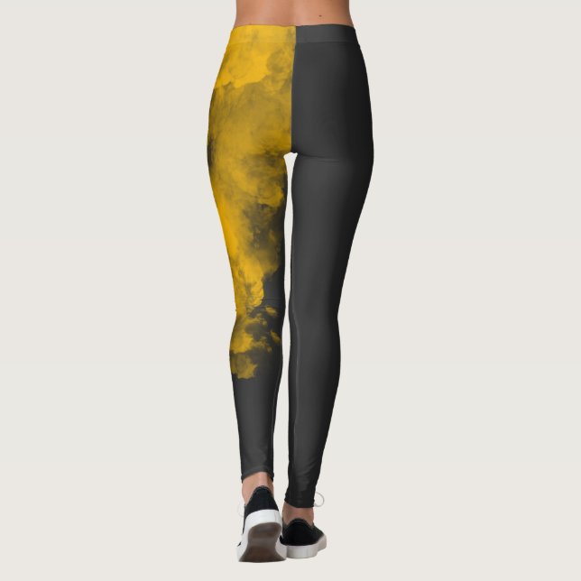 Leggings jaunes texturés - Arrière - plan unique (Dos)
